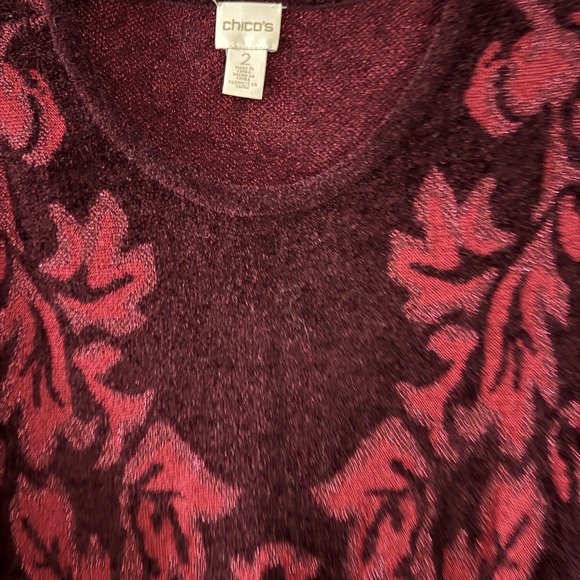 Chico's Burgundy and Red Patterned Sweater - Picture 2 of 8